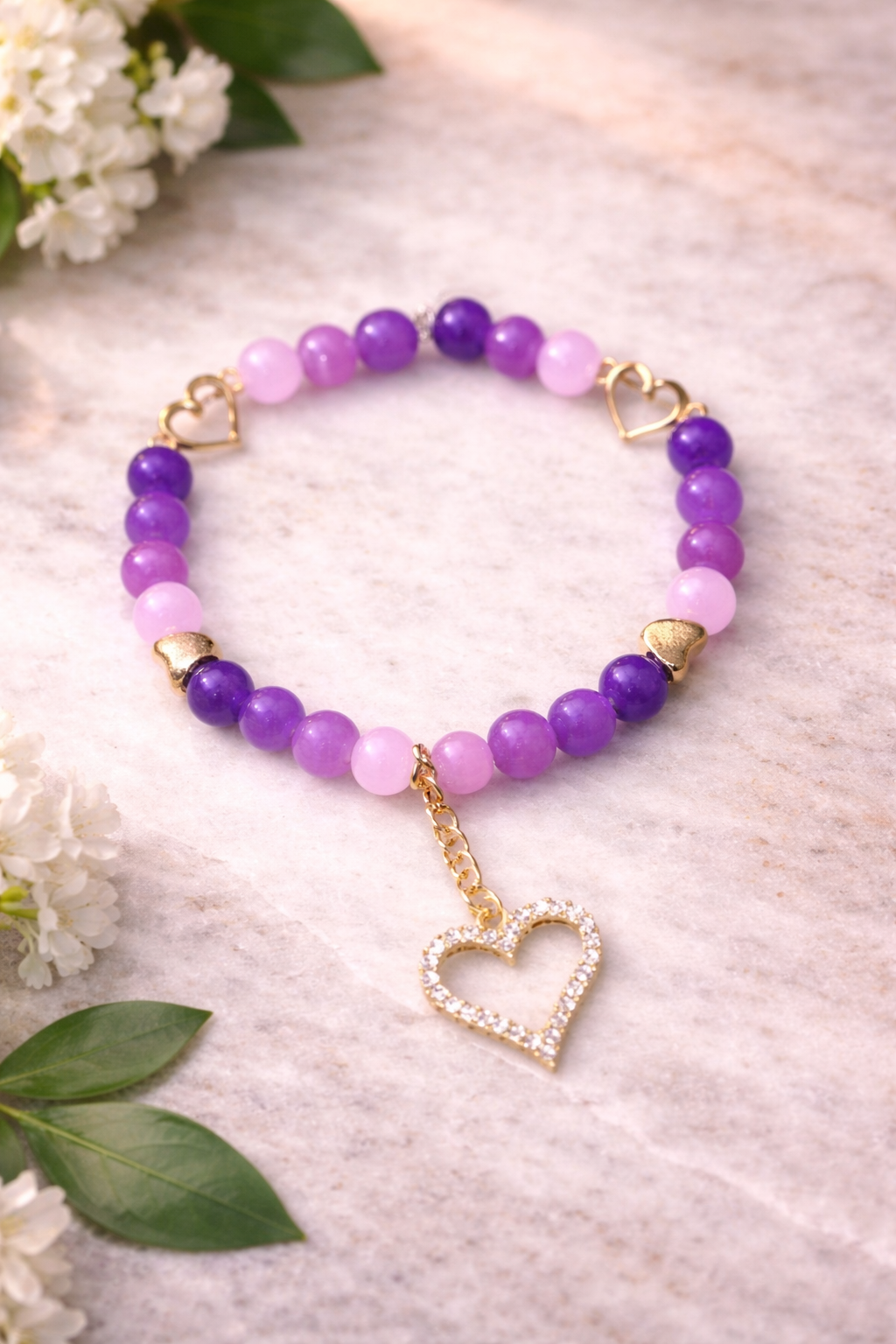 Violet Heart drop Bracelet