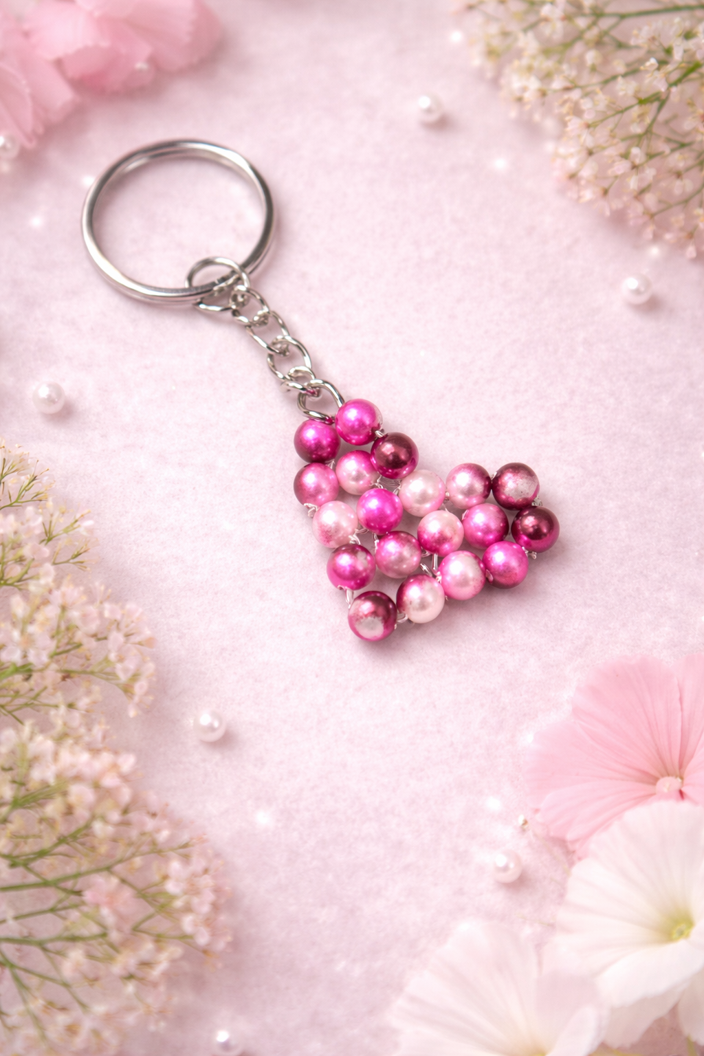 Blush Berry Heart Keyring