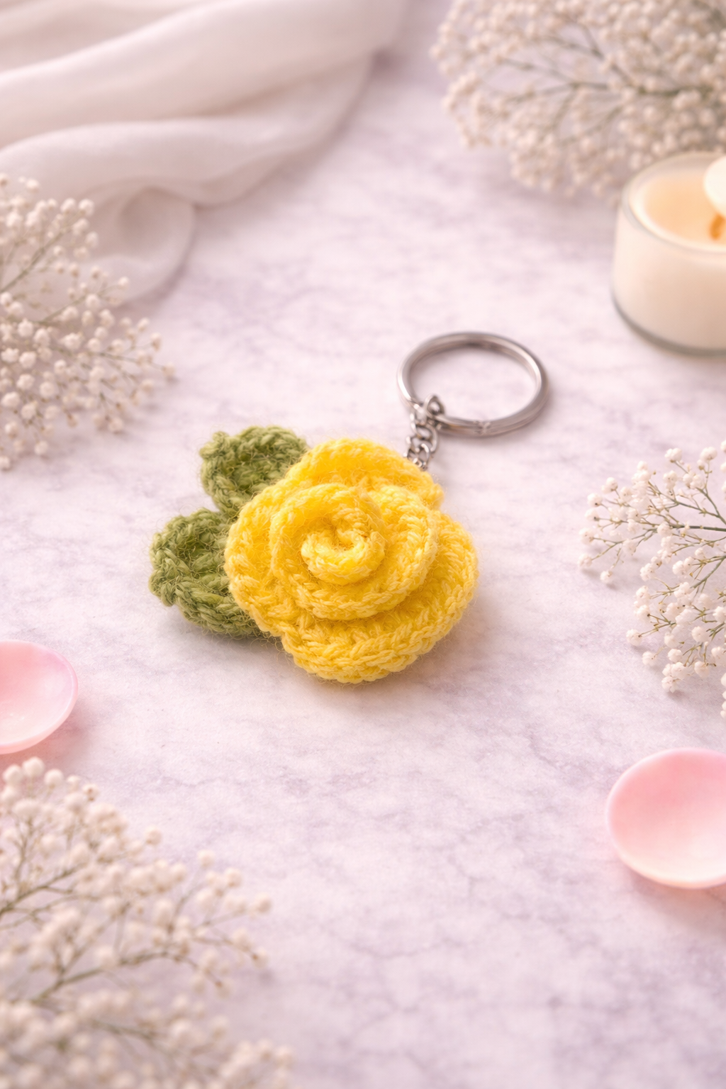 Crochet Rose Keyrings