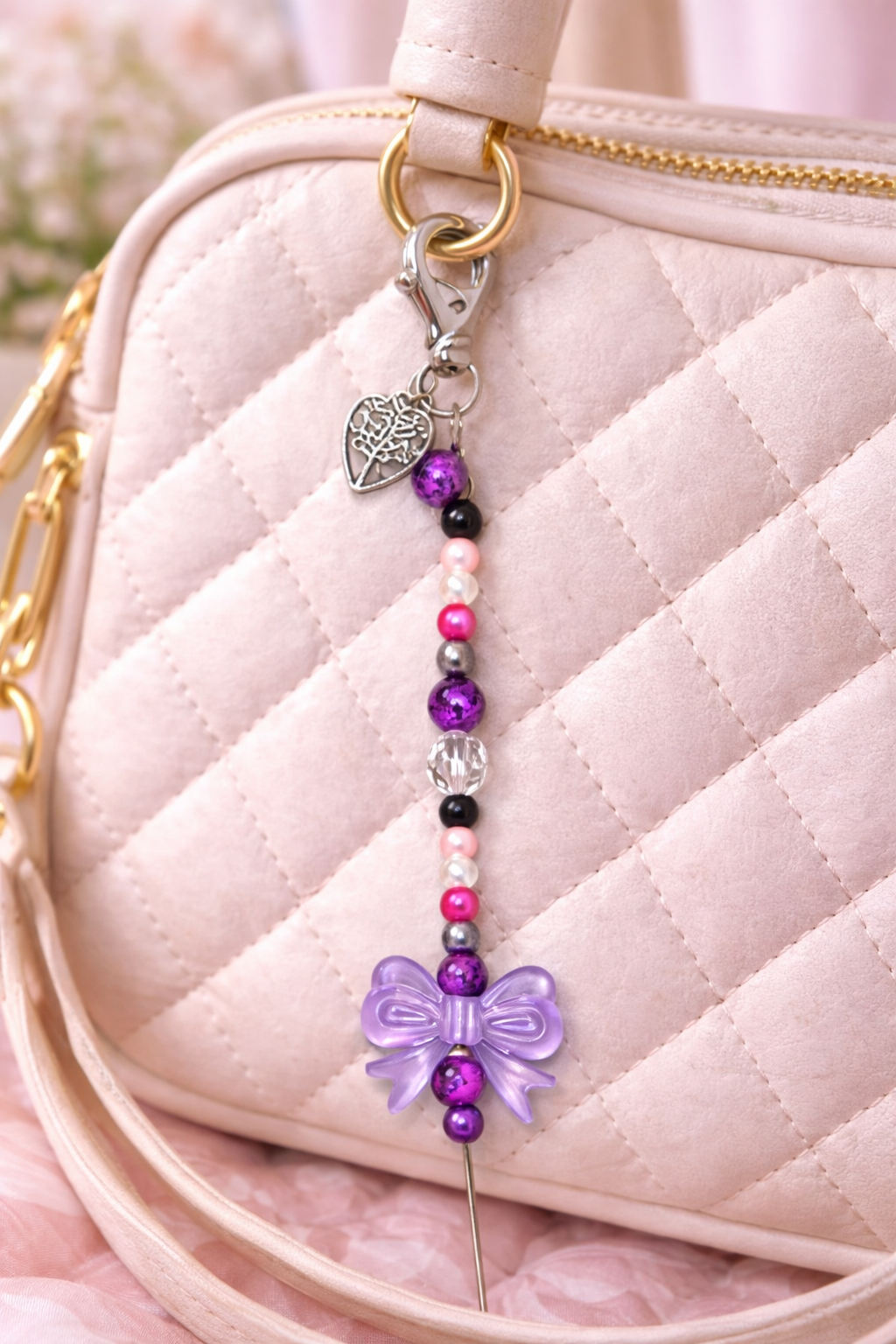 Midnight Orchid Bow Charm Keyring