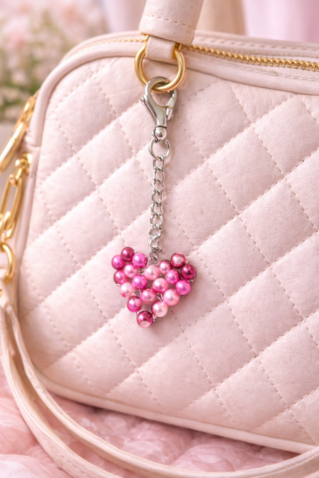 Blush Berry Heart Keyring