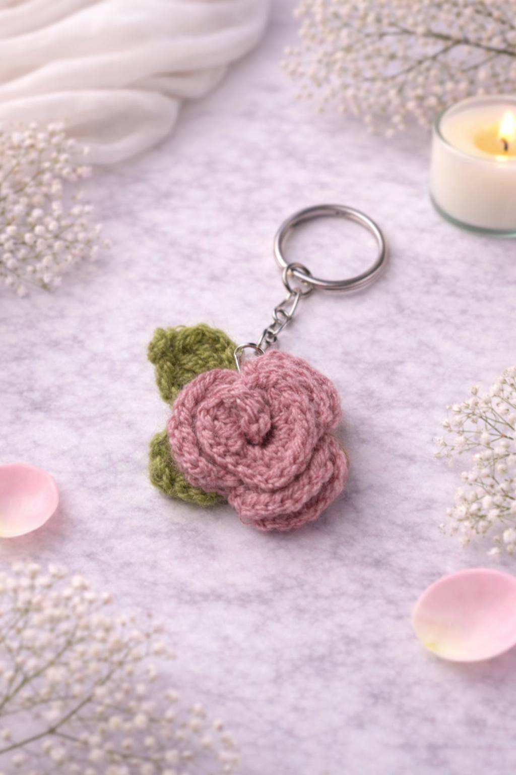 Crochet Rose Keyrings