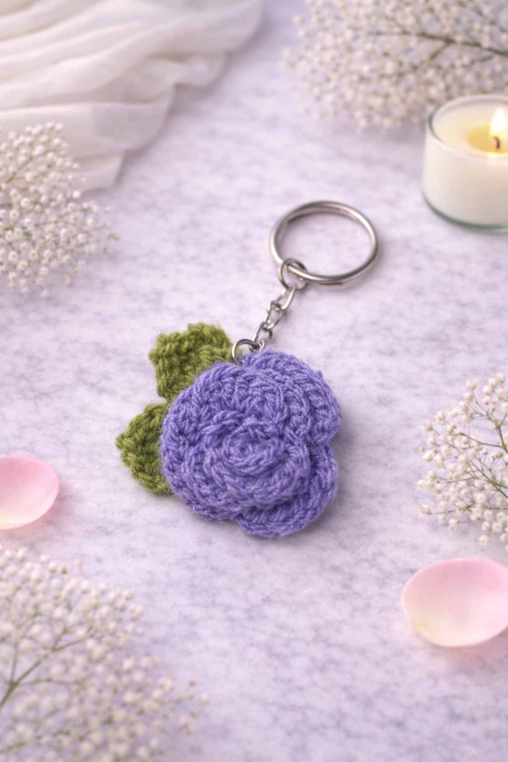 Crochet Rose Keyrings