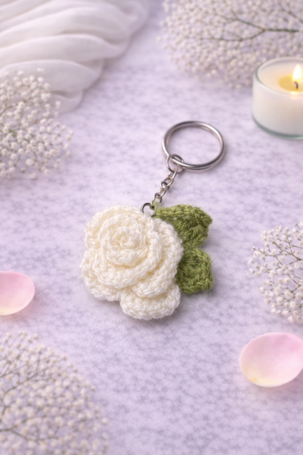 Crochet Rose Keyrings